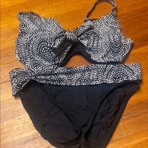 Black and White Bikini with Intricate Pattern
